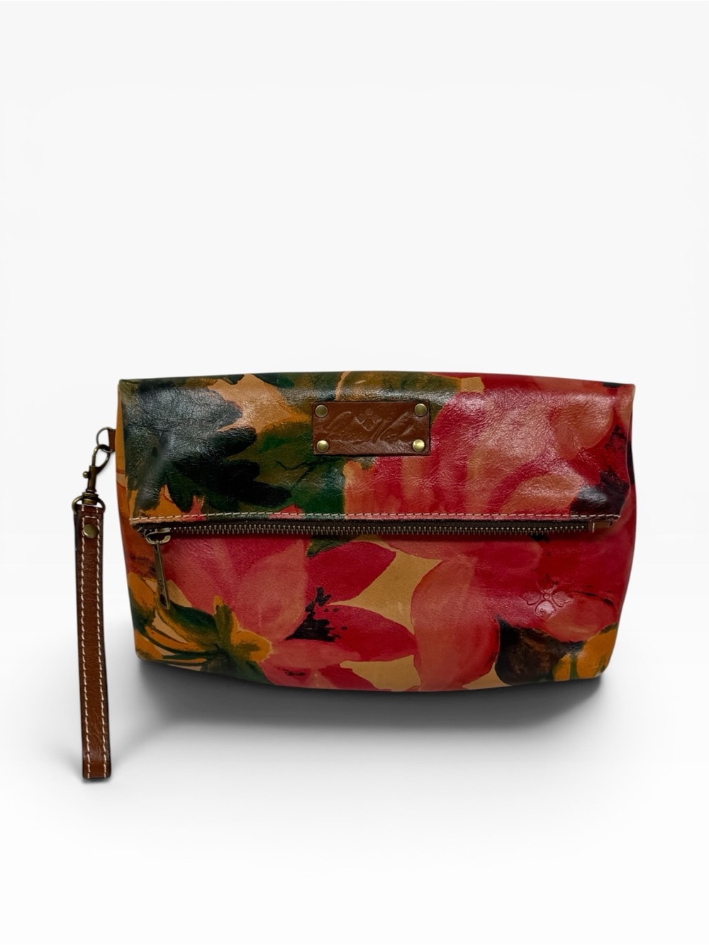 Patricia Nash Valerie floral leather fold over wristlet clutch